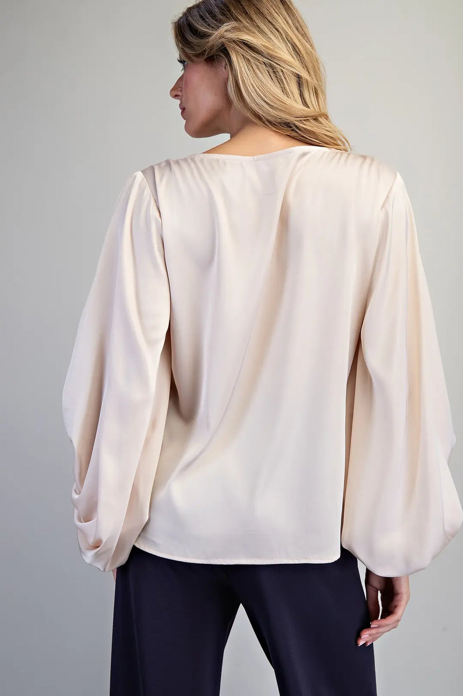 Erica Satin Balloon Sleeve Blouse