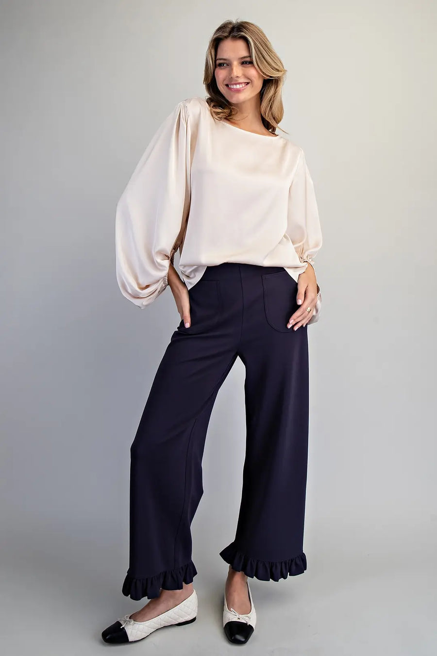 Erica Satin Balloon Sleeve Blouse
