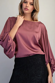 Erica Satin Balloon Sleeve Blouse
