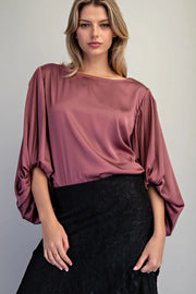 Erica Satin Balloon Sleeve Blouse