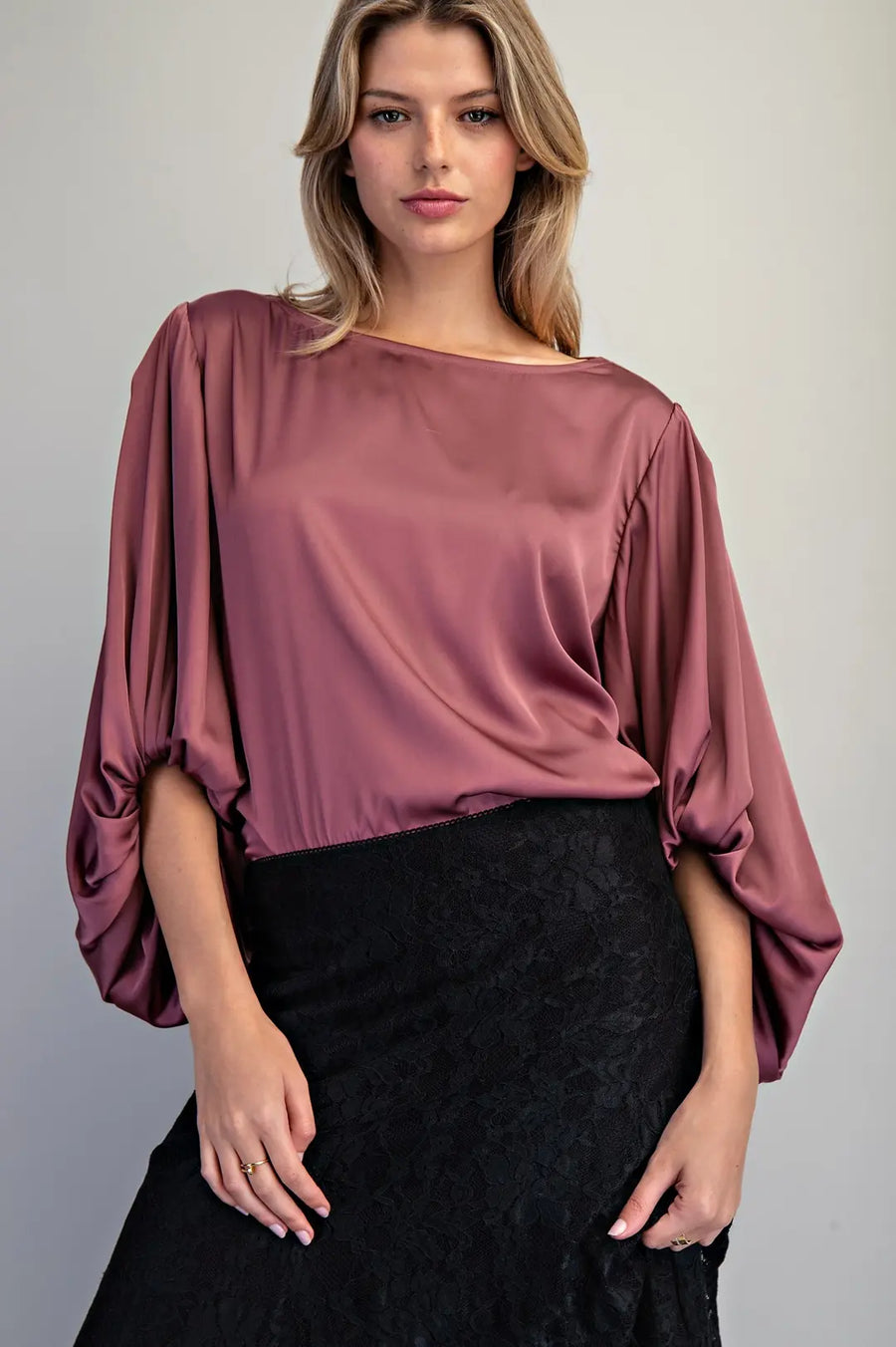 Erica Satin Balloon Sleeve Blouse