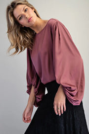Erica Satin Balloon Sleeve Blouse