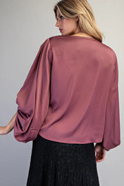 Erica Satin Balloon Sleeve Blouse