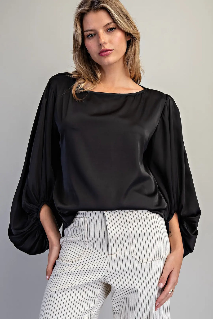 Erica Satin Balloon Sleeve Blouse