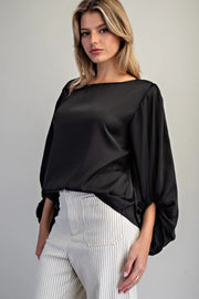 Erica Satin Balloon Sleeve Blouse