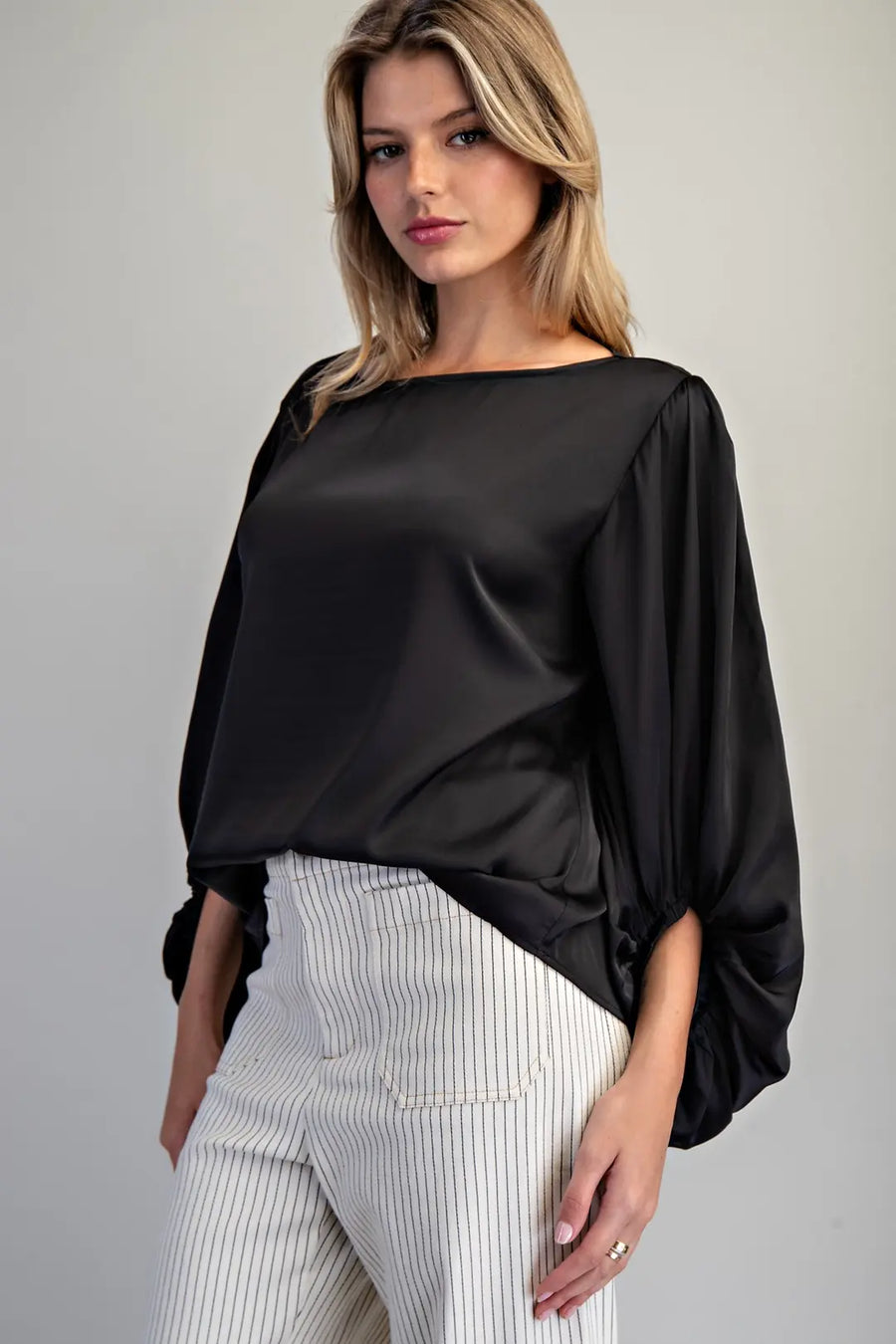 Erica Satin Balloon Sleeve Blouse