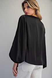 Erica Satin Balloon Sleeve Blouse
