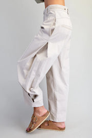 Marva Mineral Washed Side Pleat Barrel Leg Pants