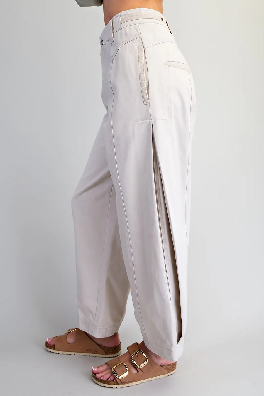 Marva Mineral Washed Side Pleat Barrel Leg Pants