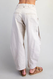 Marva Mineral Washed Side Pleat Barrel Leg Pants