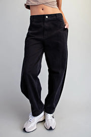 Marva Mineral Washed Side Pleat Barrel Leg Pants