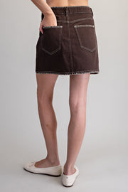 Sissy Mineral Washed Blanket Whipstitch Mini Skirt