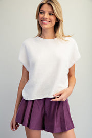 Sierra Textured Chenille Cap Sleeve Knit Top