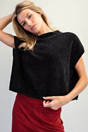 Sierra Textured Chenille Cap Sleeve Knit Top