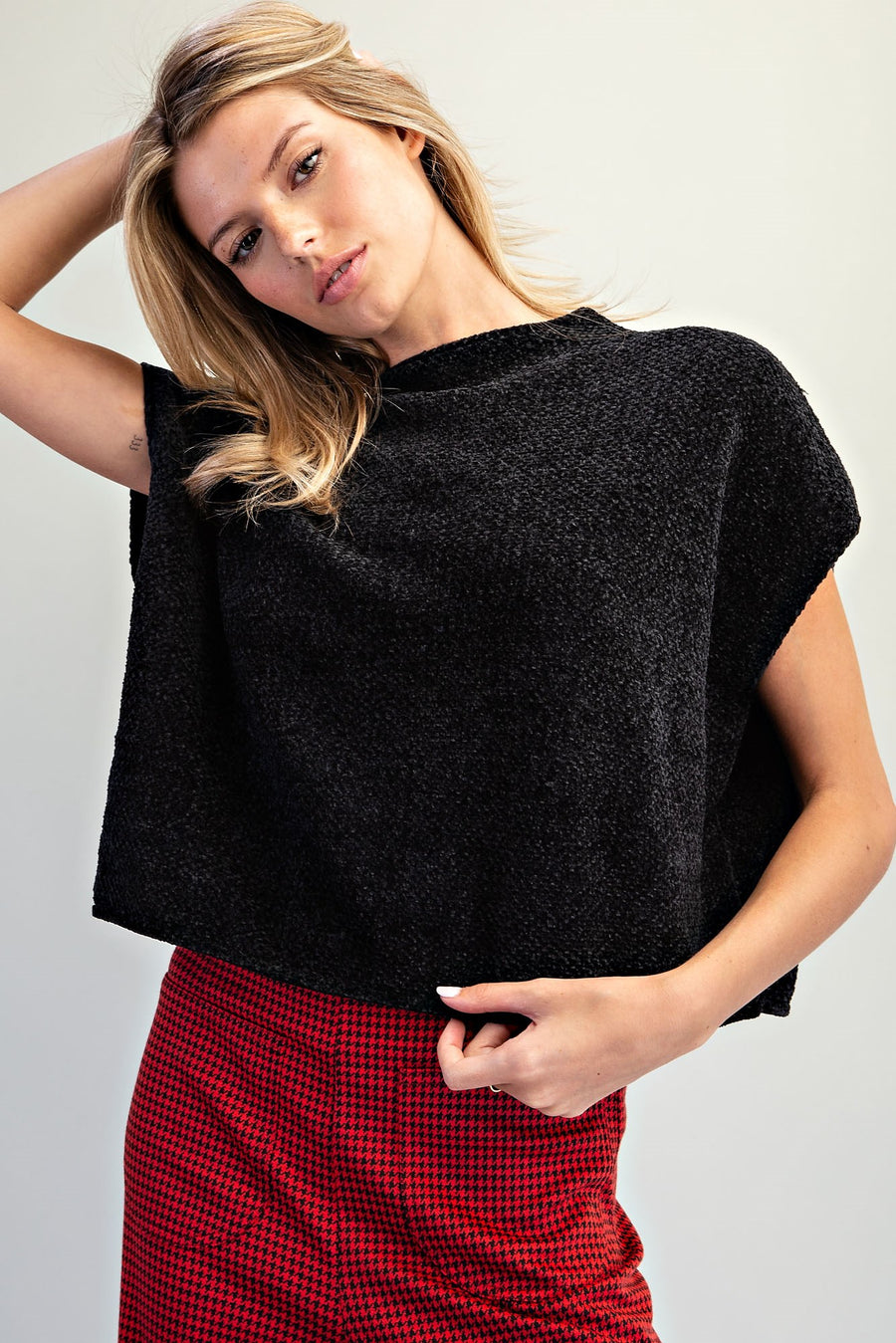Sierra Textured Chenille Cap Sleeve Knit Top