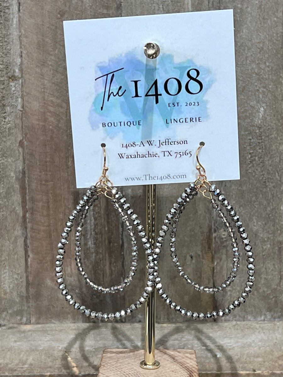 Crystal Beaded Double Teardrop Earrings