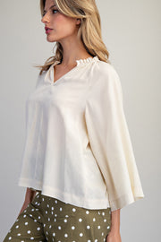 Adriana Split V-Neck Kimono Sleeve Blouse