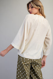 Adriana Split V-Neck Kimono Sleeve Blouse