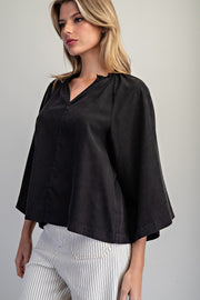 Adriana Split V-Neck Kimono Sleeve Blouse