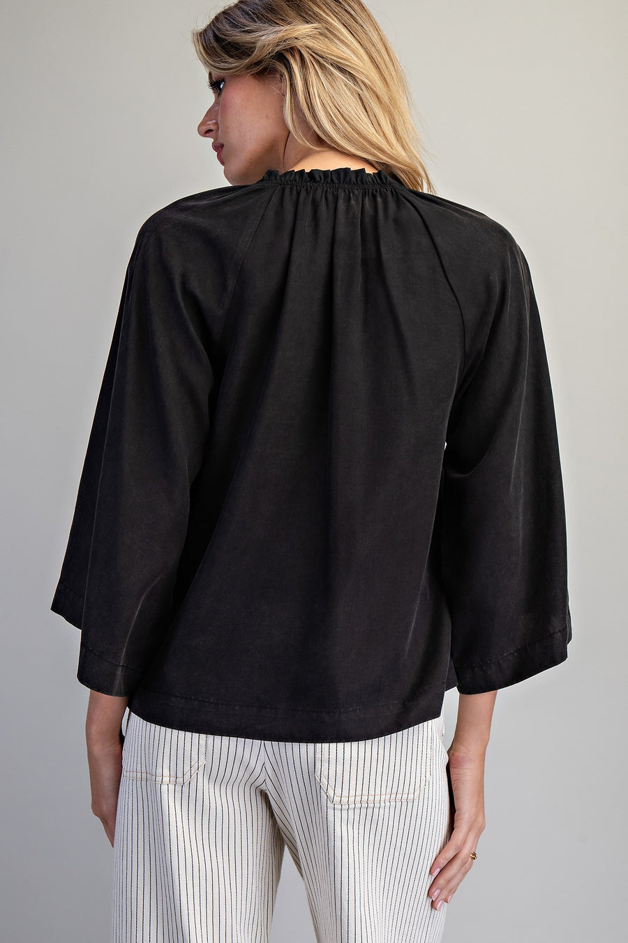 Adriana Split V-Neck Kimono Sleeve Blouse