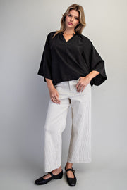 Adriana Split V-Neck Kimono Sleeve Blouse