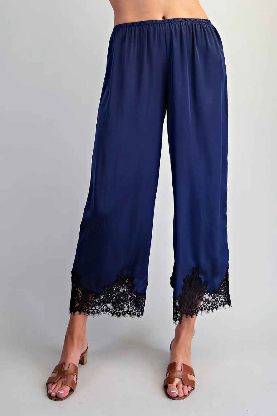 Lovada Lace Trim Satin Pants