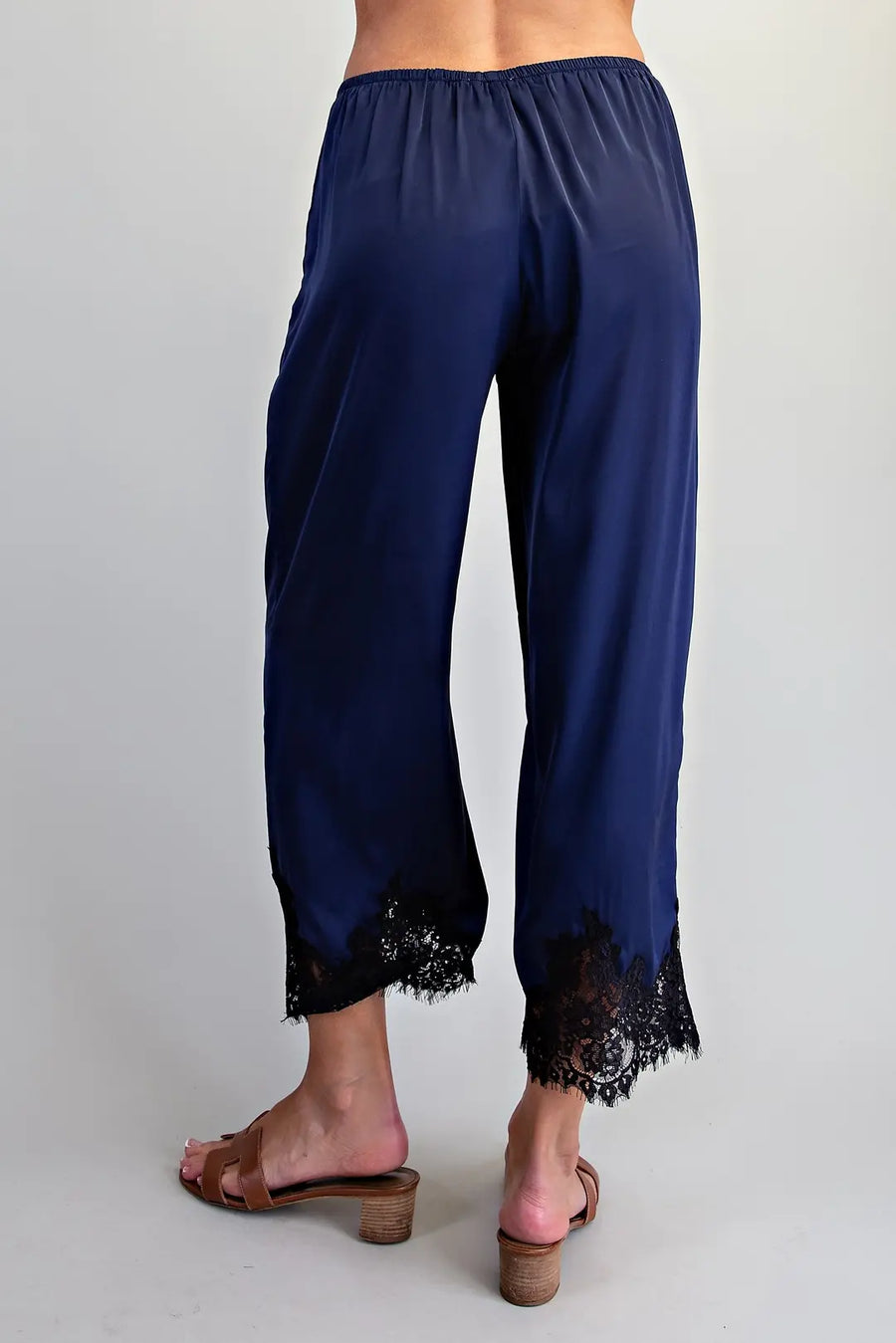 Lovada Lace Trim Satin Pants