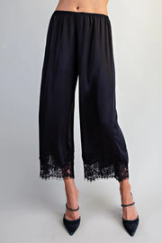 Lovada Lace Trim Satin Pants