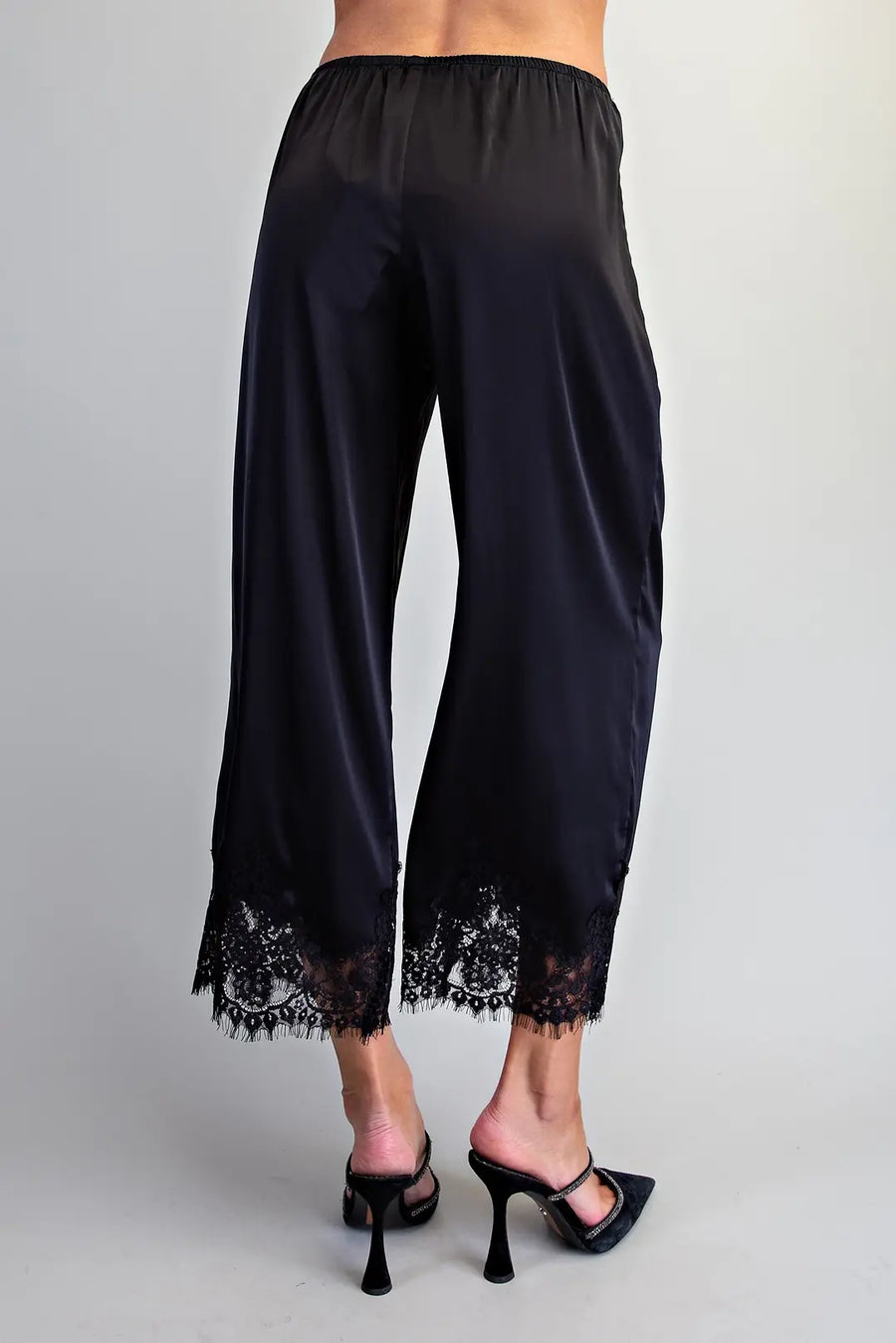 Lovada Lace Trim Satin Pants