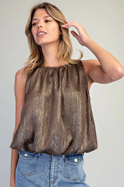 Glimmer Shimmer Sleeveless Bubble Blouse Top
