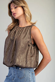 Glimmer Shimmer Sleeveless Bubble Blouse Top