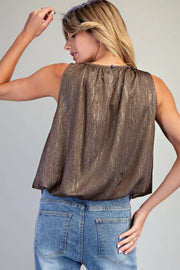 Glimmer Shimmer Sleeveless Bubble Blouse Top