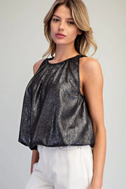 Glimmer Shimmer Sleeveless Bubble Blouse Top