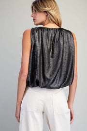 Glimmer Shimmer Sleeveless Bubble Blouse Top