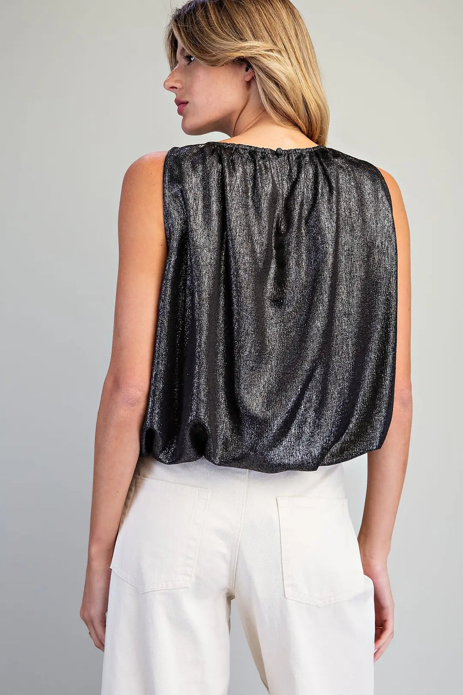 Glimmer Shimmer Sleeveless Bubble Blouse Top