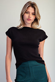 Darcy Solid Mock Neck Knit Top