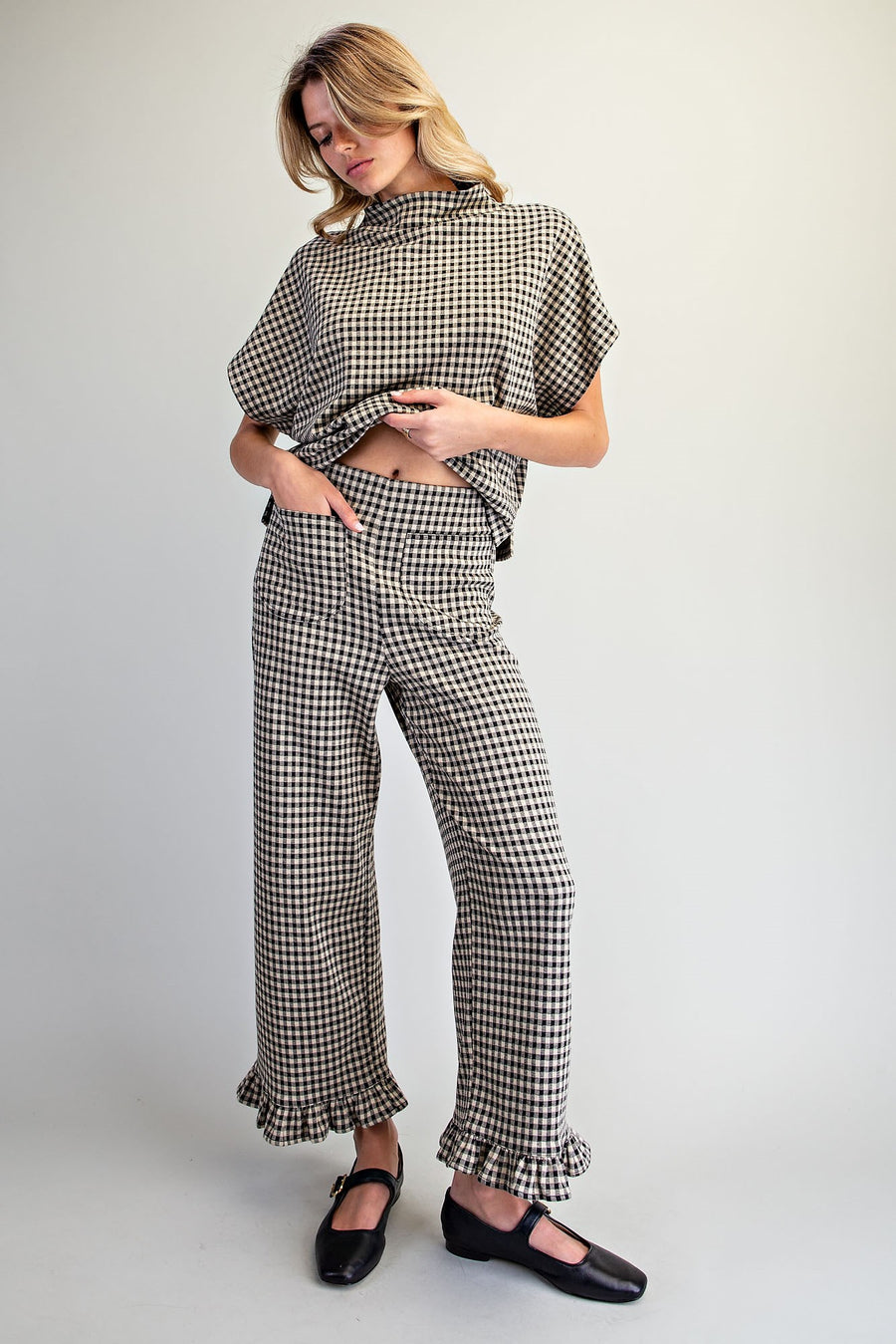 Gidget Gingham Ruffled Hem Pants