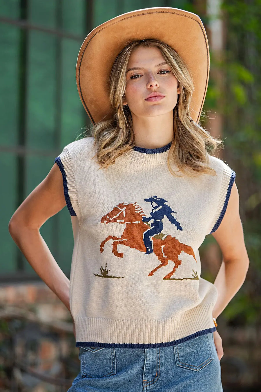 Ride 'Em Cowgirl Western-Inspired Knit Top