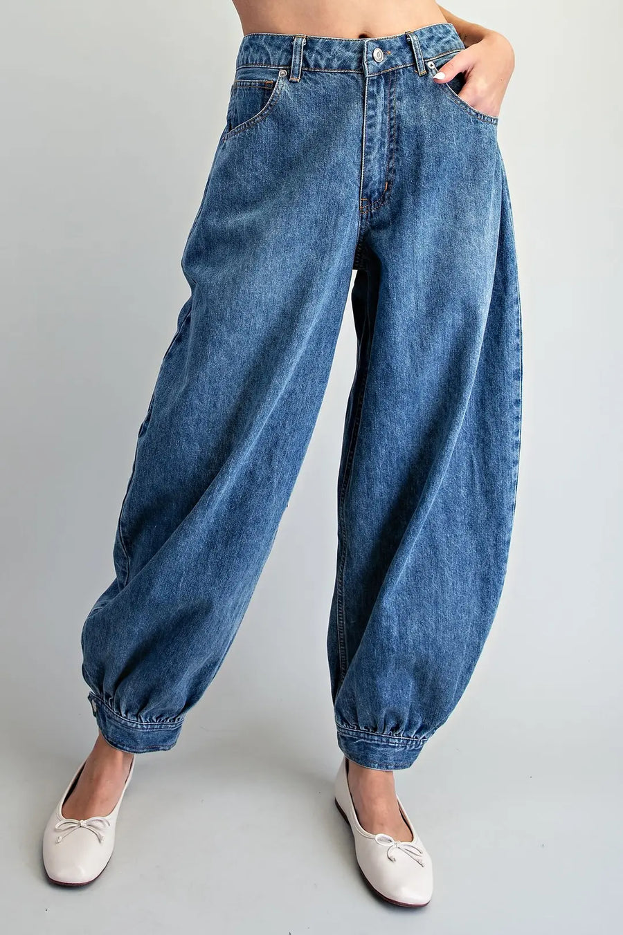 Giada Baggy Denim Barrel Jogger Pants