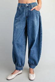 Giada Baggy Denim Barrel Jogger Pants