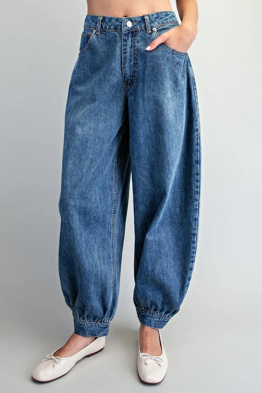 Giada Baggy Denim Barrel Jogger Pants