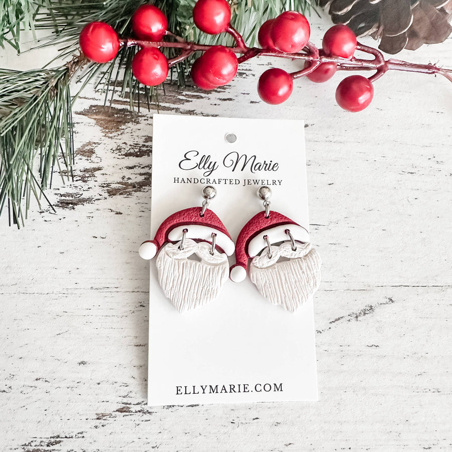 Santa Cutout Clay Earrings