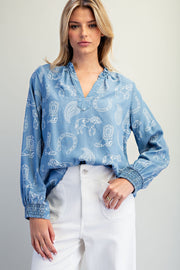 Gone Country Long Sleeve Western Inspired Chambray Top
