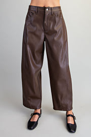 Earth Angel Pleather Barrel Leg Pants
