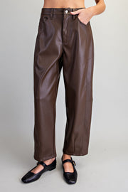 Earth Angel Pleather Barrel Leg Pants