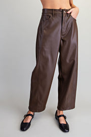 Earth Angel Pleather Barrel Leg Pants