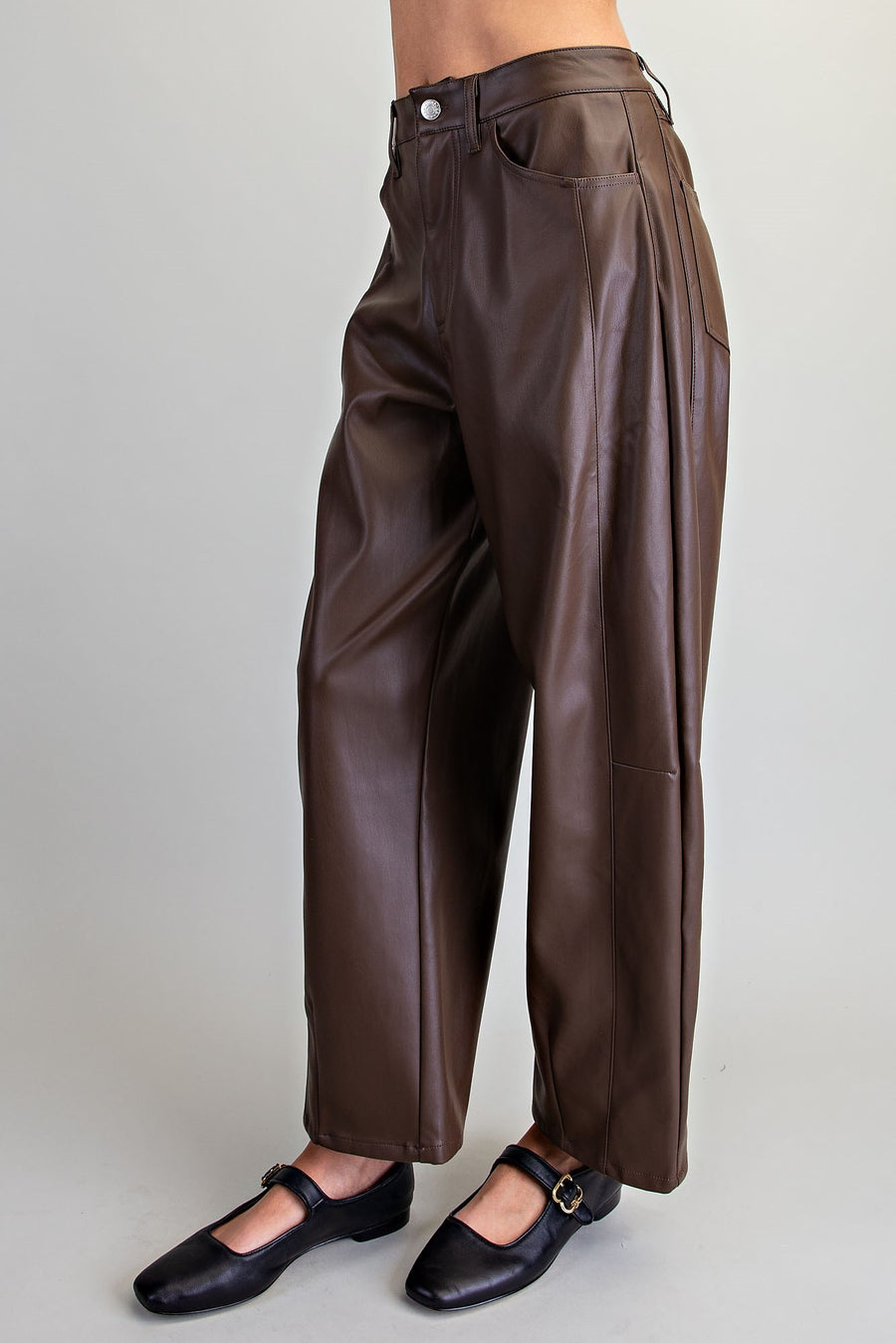 Earth Angel Pleather Barrel Leg Pants