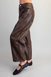 Earth Angel Pleather Barrel Leg Pants