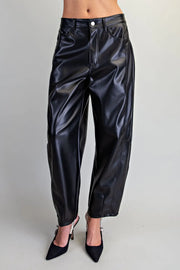 Earth Angel Pleather Barrel Leg Pants