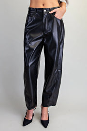 Earth Angel Pleather Barrel Leg Pants